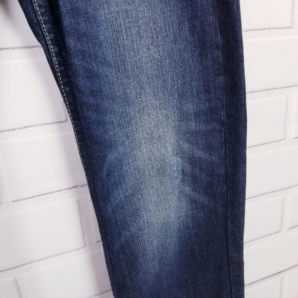 Old Navy Mens Slim Boot Jean Size 30x30 Dark Wash Distressed Blue Denim Pants - Picture 6 of 8